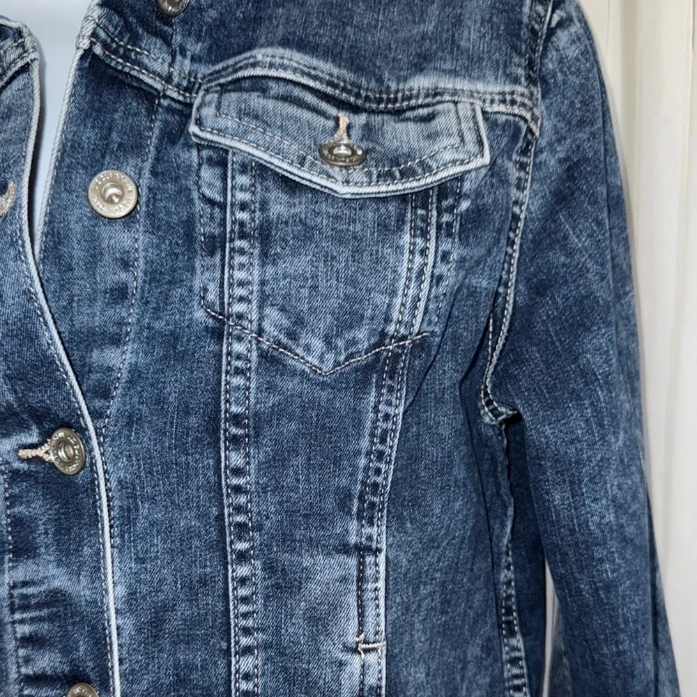 Liz Claiborne Blue Jean Jacket Distressed Vintage Style - Picture 3 of 9